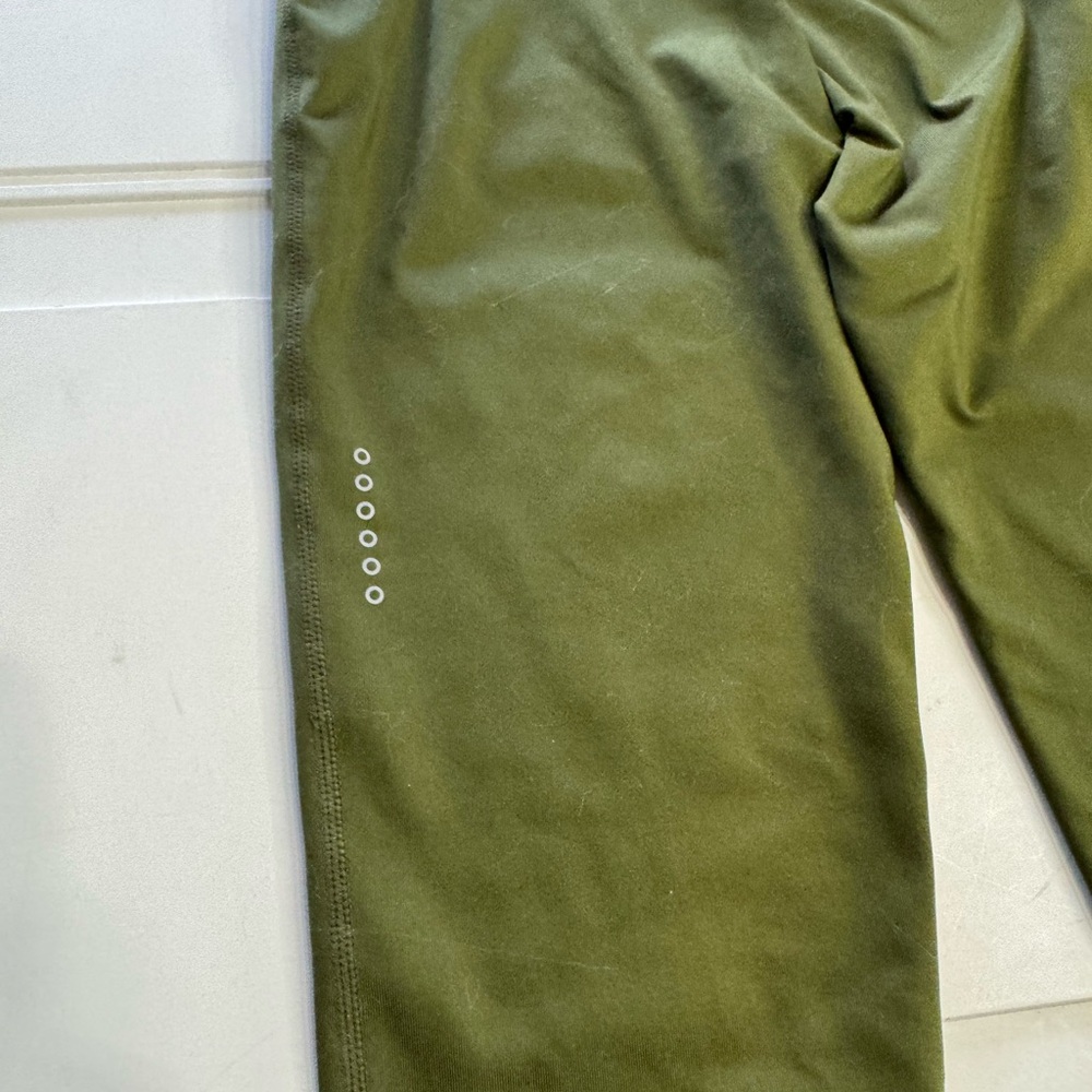 Nike Dri Fit Women’s Sz M Army Green Drawstring Ankle Leggings Yoga Pants - Picture 3 of 5